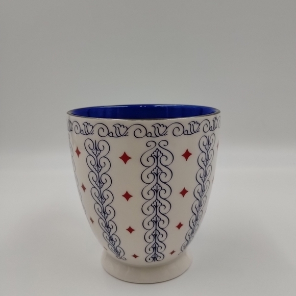 2003 Starbucks Barista Coffee Cup Mug White Blue Scroll Red Diamonds 18oz - Picture 5 of 11